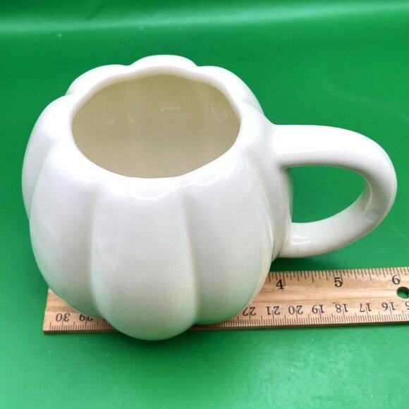 Seasonal White Pumpkin Mug Fall Autumn 16.9oz Ceramic Gourd Coffee Cocoa Cup - Picture 8 of 9
